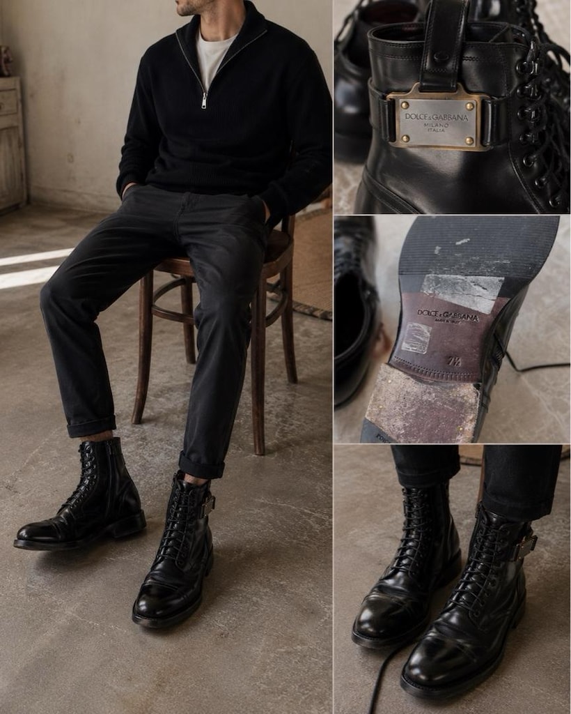 Erkekler için 8 numara Dolce and Gabbana siyah botlar - 3