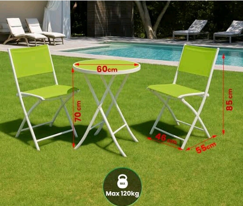 Katlanır Bahçe Masası Seti katlanır cam masa ve 2 sandalye - 3