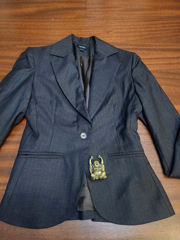 KOTON ÇİZGİLİ GRİ CEKET BLAZER — görsel 3/20