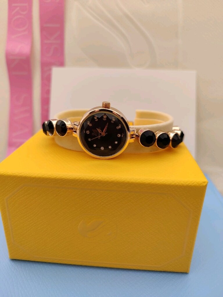 Swarovski Gold Siyah Taşlı Saat - 3