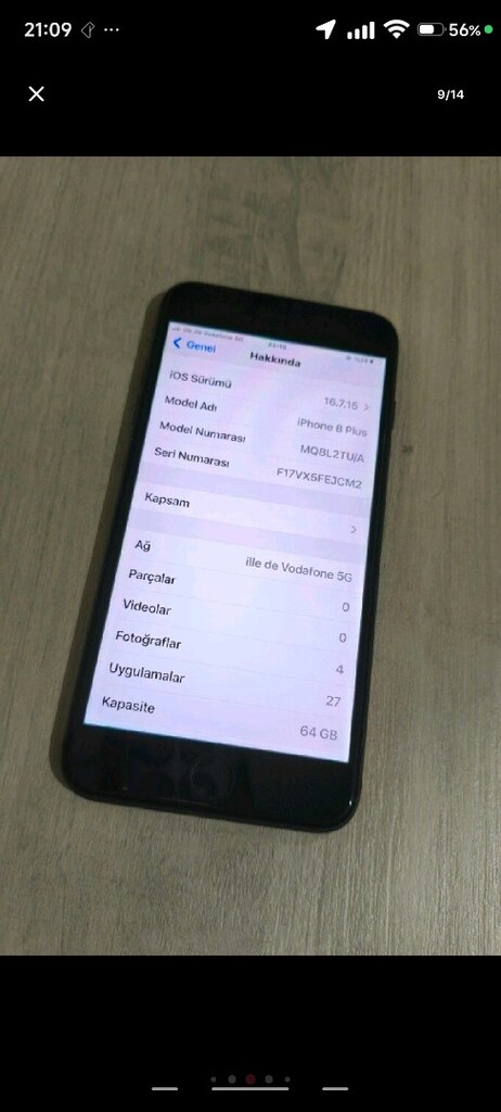 İPHONE 8+PLUS 64GB PİL 100 HET AKSANI ÇALIŞIYOR TERTEMİZ SORUNSUZ - 8