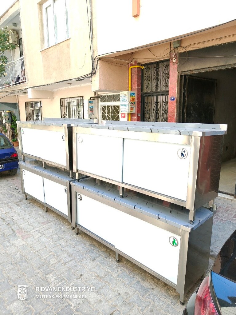 krom tezgah hazır mutfak krom çalışma tezgahı 190 cm paslanmaz krom - 12
