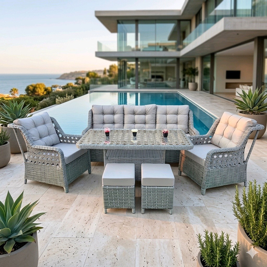 Rattan Bahçe Koltuk Takımı, Balkon Oturma Grubu, Bahçe Mobilyası - 4