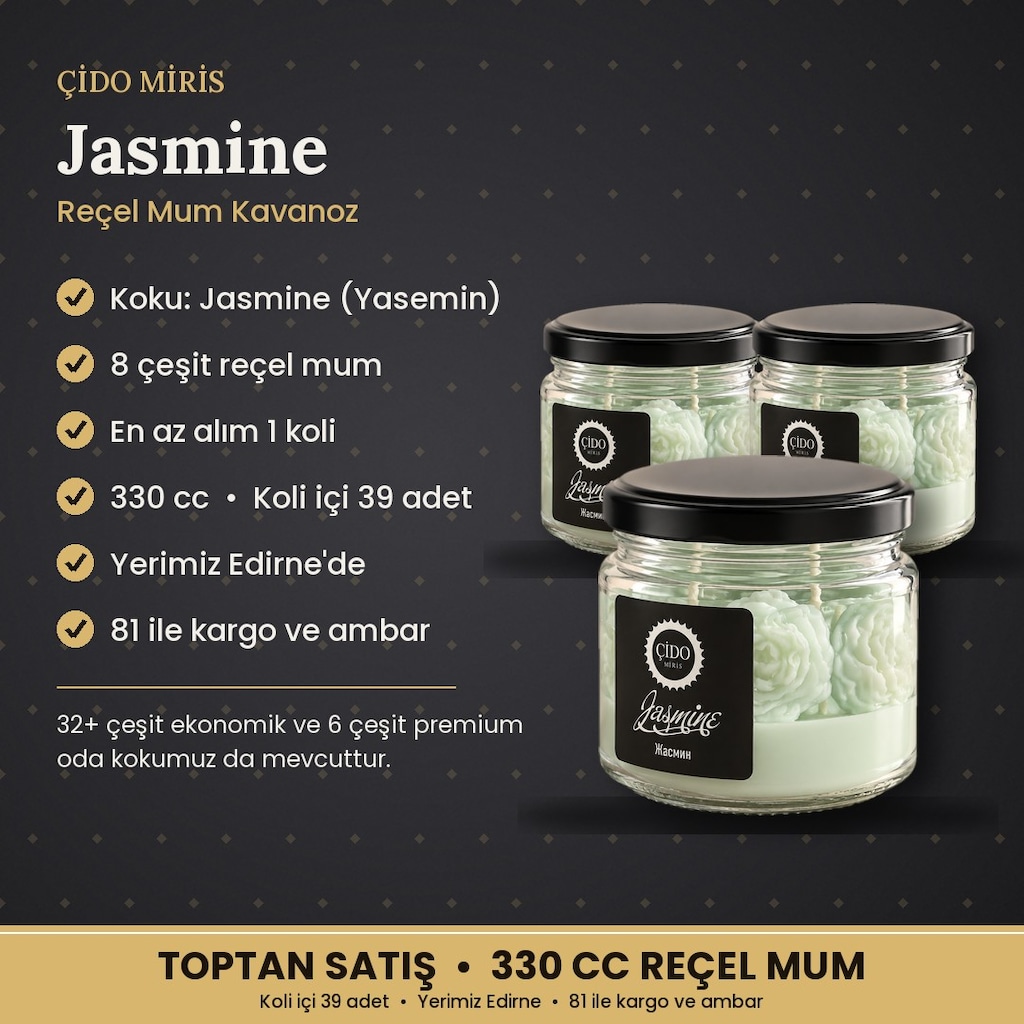 ÇİDO MİRİS REÇEL KAVANOZ MUM JASMINE 330 CC KOLİ İÇİ 39 ADET - 2