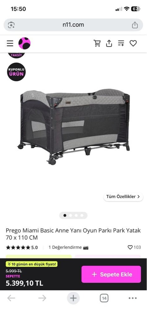 Prego Miami Basic 70 *110 cm anne yani park yatak + yatas twiny yatak - 17