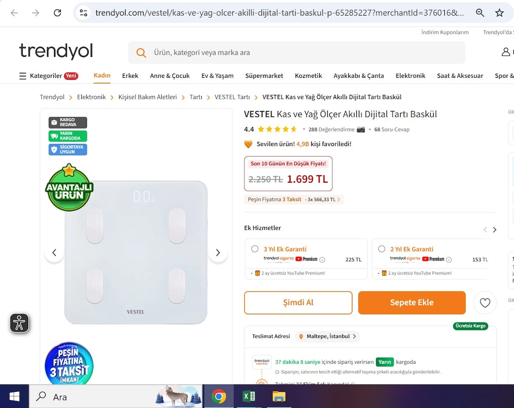 VESTEL Kas ve Yağ Ölçer Akıllı Dijital Tartı Baskül - 2