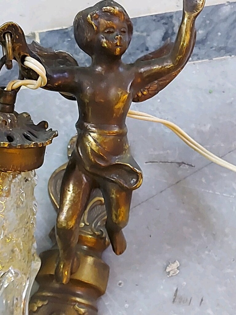 Pirinç Döküm Melek Figürlü, Özel Camlı Çift Aplik (Kusursuz - 4
