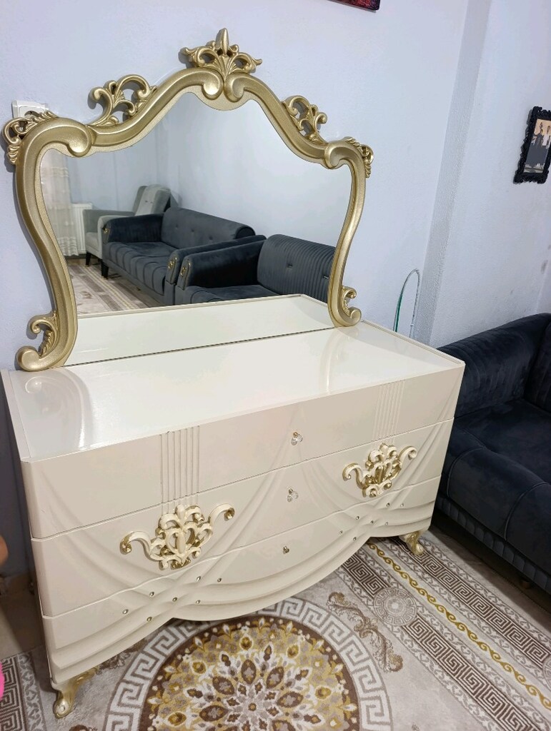 yatak odası iki komodin makyaj aynası sünger - 5