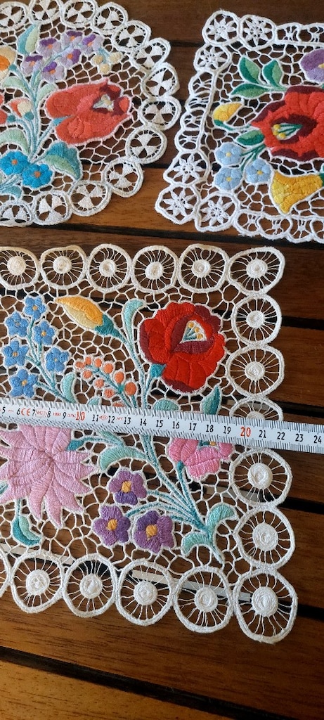ANTIKA MACAR NAKIŞI ANGLES DANTEL 3 ADET ORTU ÖLÇÜ GÖRSELDE - 4