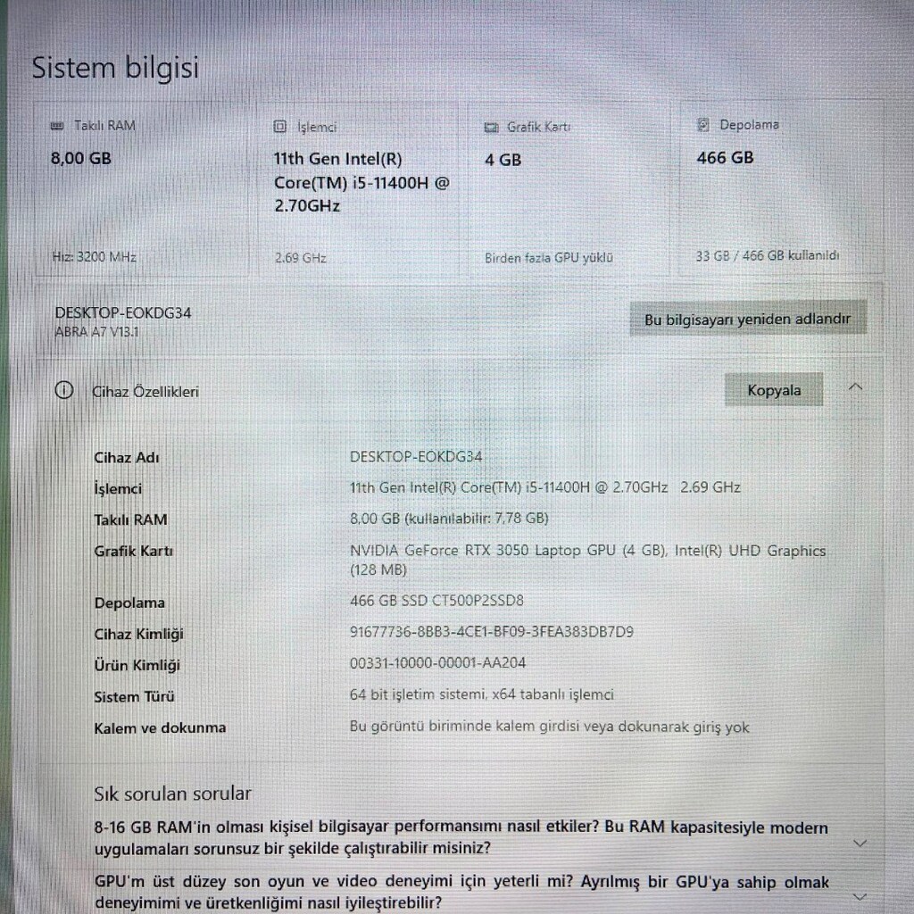 Monster Gaming Laptop i5 11400H 4.10Ghz Nvidia Geforce RTX 3050 144Hz - 4