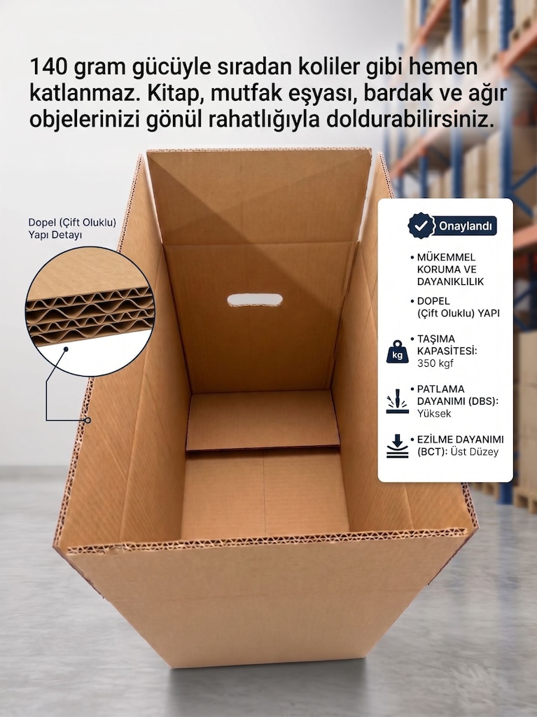 YUMEO DUNCAN EV TAŞIMA KOLİSİ 10 ADET TUTAMAÇLI 50*30*40 CM ÇİFT OLUK - 2