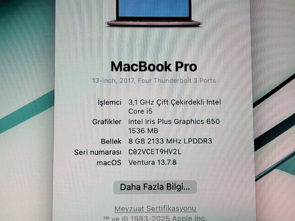 MacBook pro 2017 İ5 ÇİP İŞLEMCİ - 5
