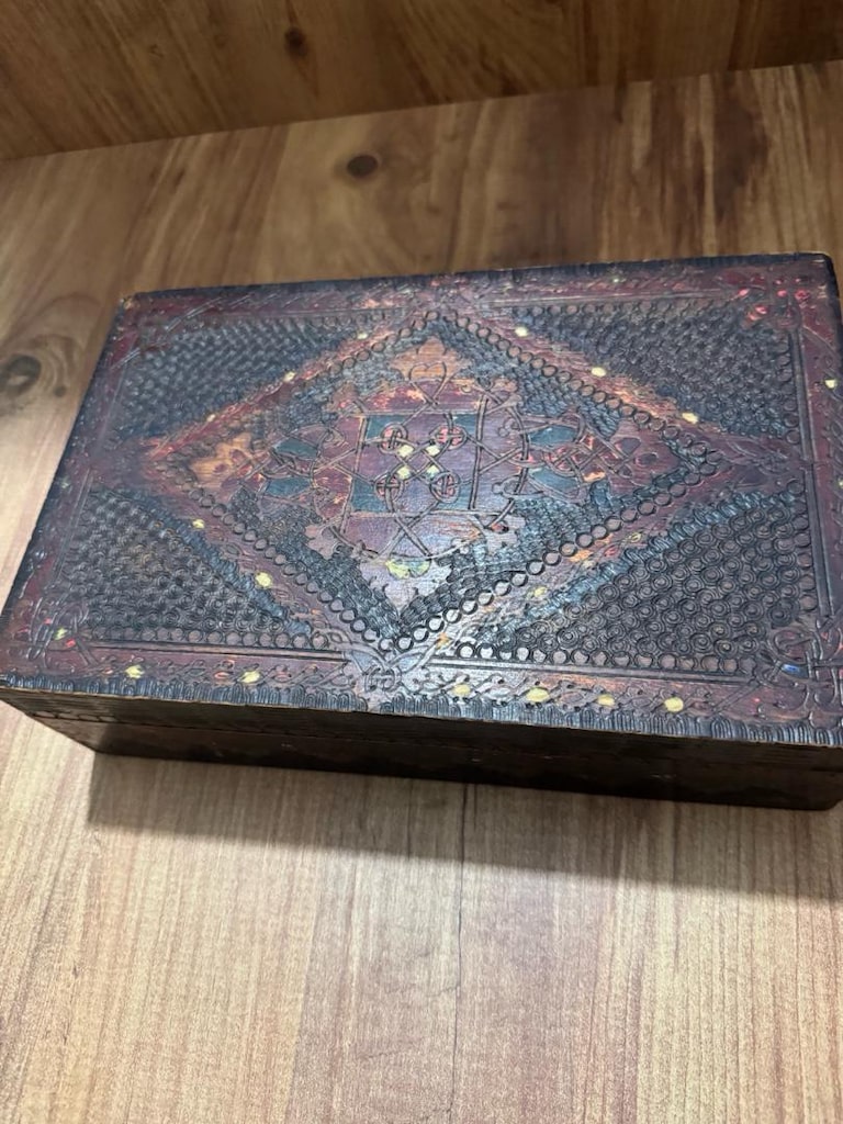 Antika El Oyyması Otantik Masif Ahşap Takı ve Aksesuar Kutusu - 6