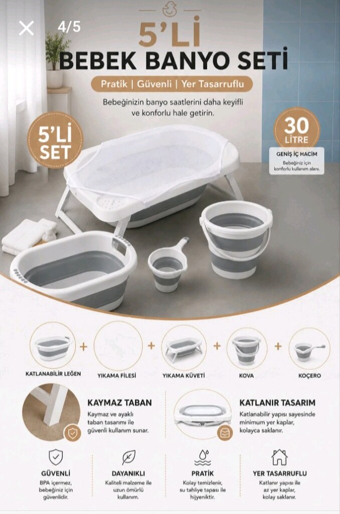 Bebek Banyo Küveti Seti Akordiyon Tip - 5