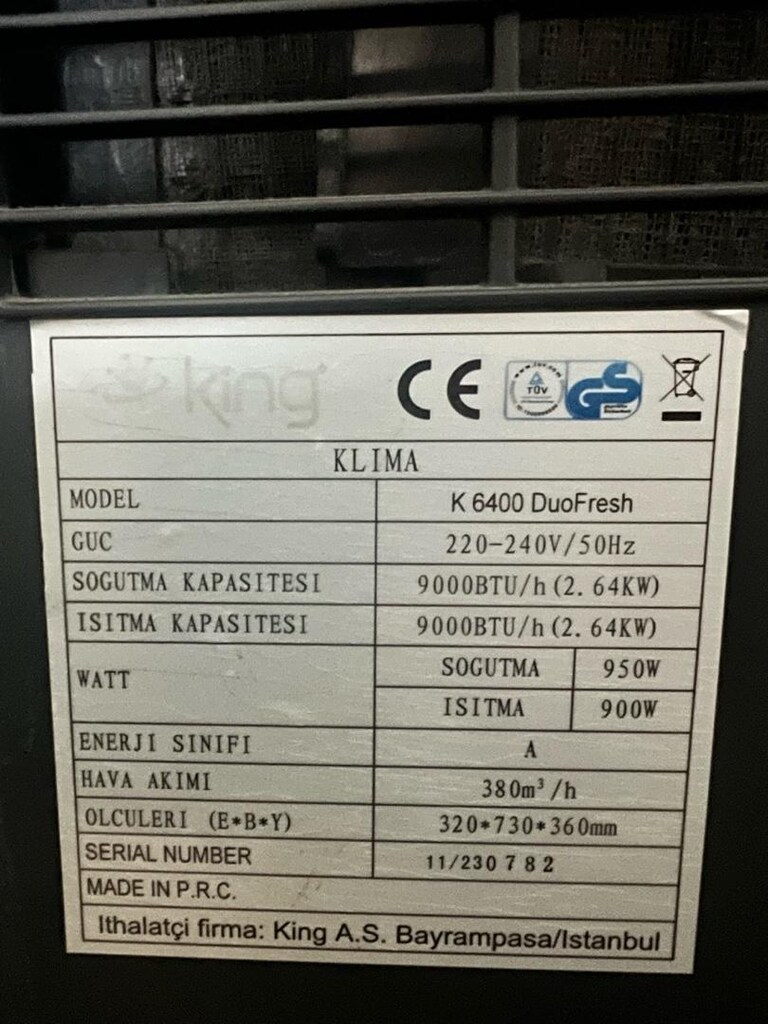 King 9000 BTU Portatif Klima - 5