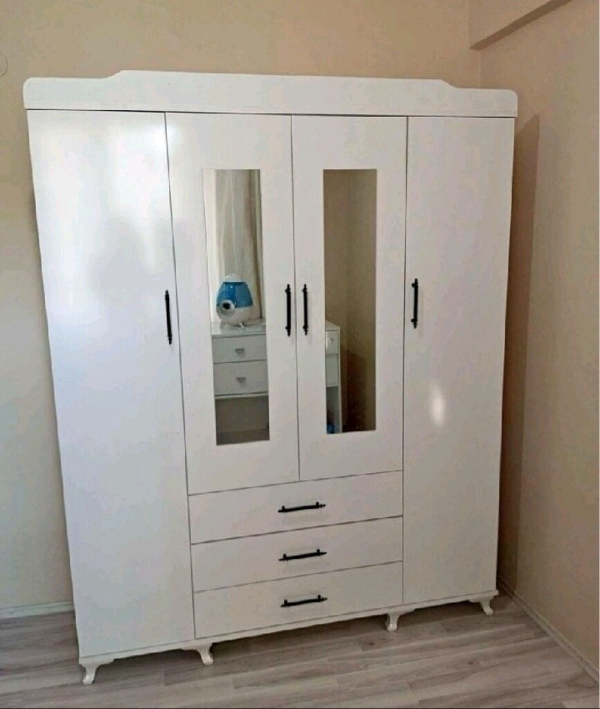 SIFIR Gardrop 13000₺ HEMEN TESLİM DÖRT KAPAKLI ÜÇ ÇEKMECE Giysi Dolabı - 6