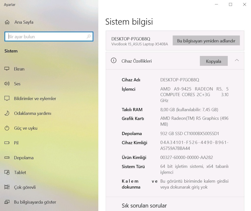 ASUS 9.NESİL +8GB RAM +4GB EKRAN K. +1TB SSD +FULL HD +TERTEMİZ LAPTOP - 7