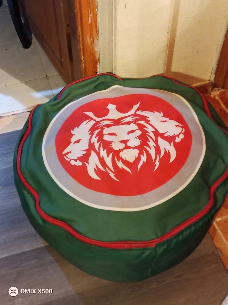 aslan lı yuvarlak armut puf minder - 2