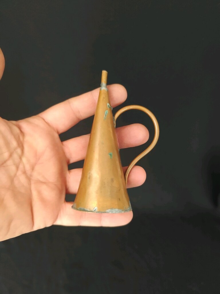 VİNTAGE BAKIR YAĞDANLIK Parlak turuncu renkli, bakırdan yapılmış, - 4