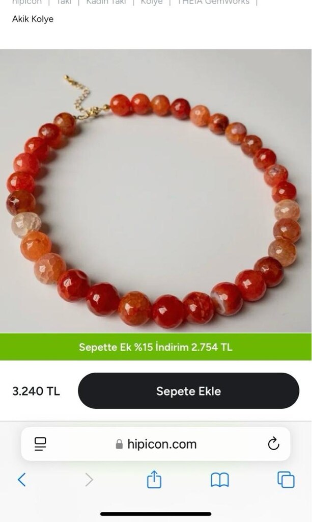 Vintage AKİK Doğal Taş Kolye - 5