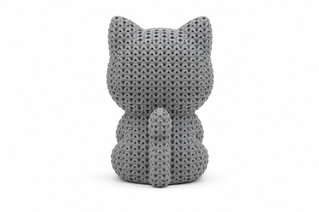 Yapı3D Örgü Dokulu Dekoratif Kalpli Kedi Figürü - 4