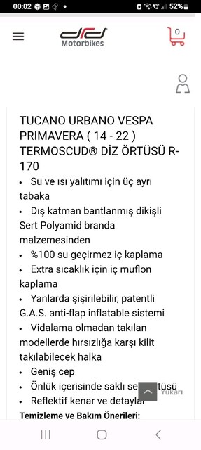 Motorbisiklet diz örtüsü
