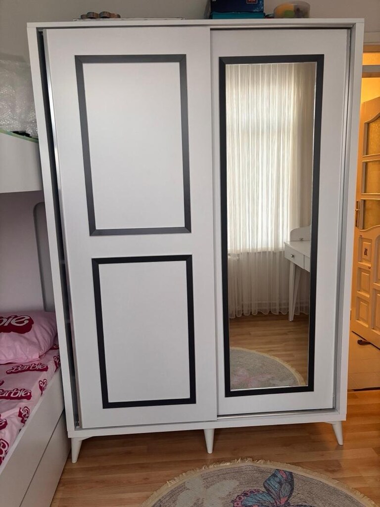 vivense çift çekmeceli sürgülü raflı mdf gardırop - 3