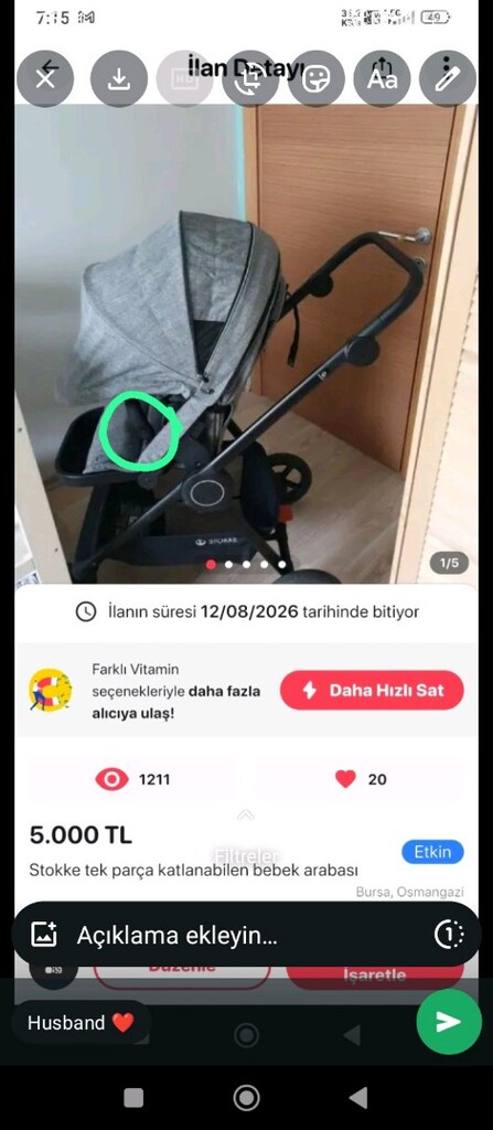 Stokke tek parça katlanabilen bebek arabası - 6