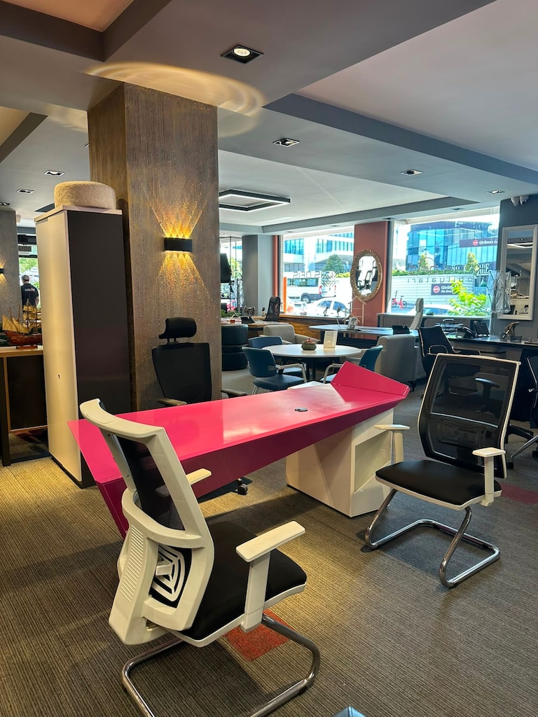 KLAS OFİS ÜSKÜDAR 90x210 PEMBE LAKE L MÜDÜR MASASI İKİNCİ EL - 2