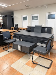 KLAS OFİS ÜSKÜDAR 200x90 cm ANTRASİT GRİ MÜDÜR MASA TAKIMI SIFIR - 3