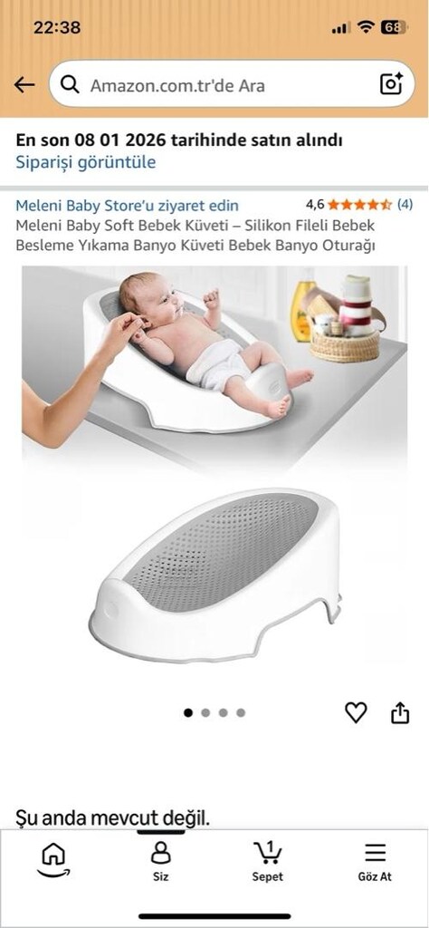 Meleni Baby Soft Bebek Küveti–Silikon Fileli Bebek Yıkama Banyo Küveti - 5