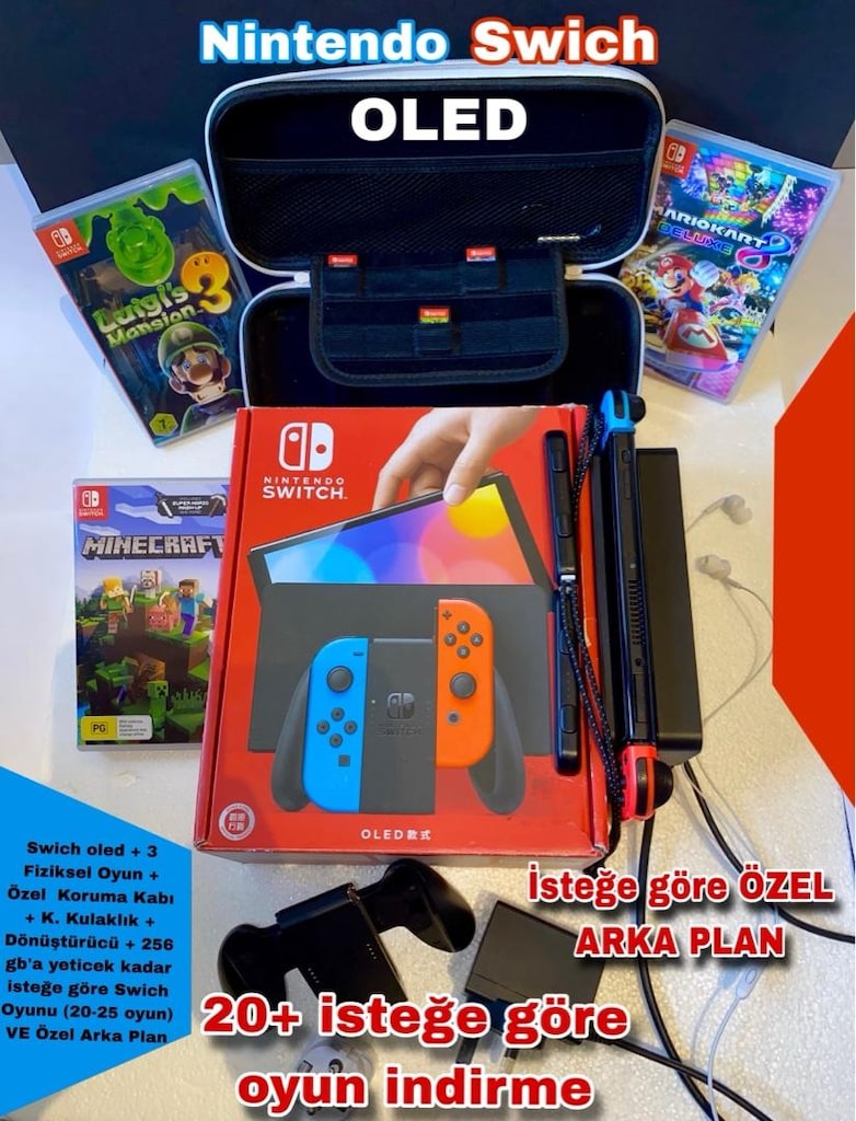 Nintendo Swich OLED / İsteğe Göre Oyun Eklemeli Ve özel Duvar Kâğıtlı