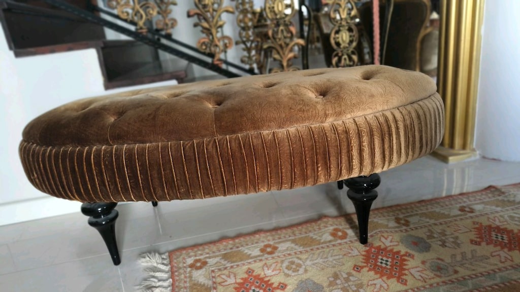 Kapitoneli Oval Puf Bench – Çok Amaçlı Oturma Pufu (140 cm) - 2