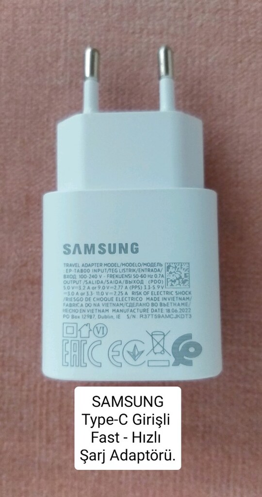 SAMSUNG Type-C Girişli Fast - Hızlı Şarj Adaptörü. - 3