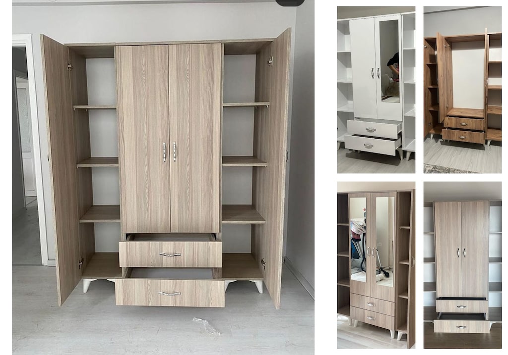 4 kapaklı elbise dolabı aqizffgcld - 5