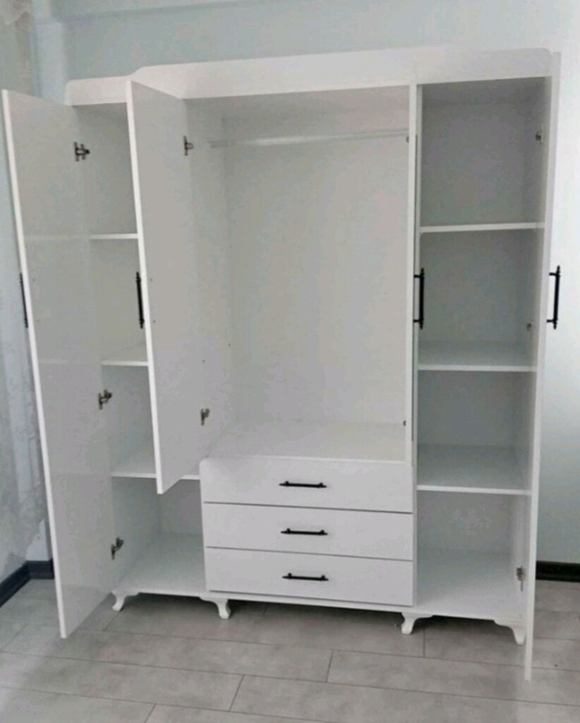 SIFIR Gardrop 13000₺ HEMEN TESLİM DÖRT KAPAKLI ÜÇ ÇEKMECE Giysi Dolabı - 5