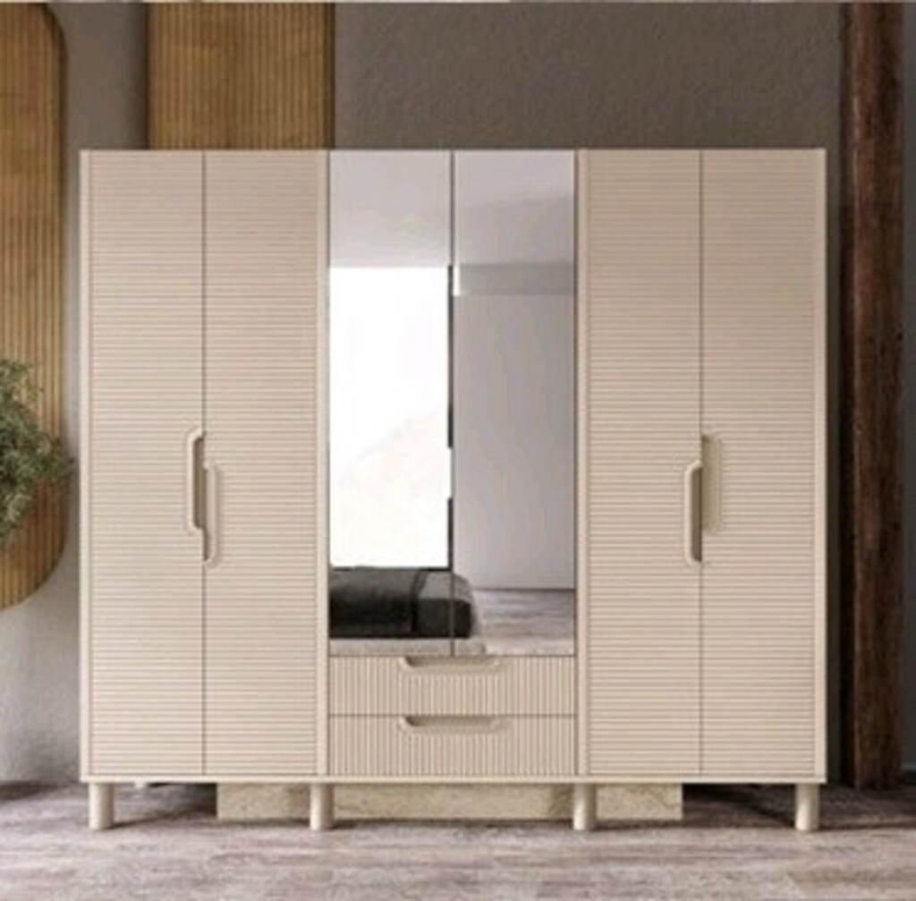 Kapaklı Gardırop | 6 Kapılı Büyük Elbise Dolabı | Uygun Fiyatlı mdf - 6