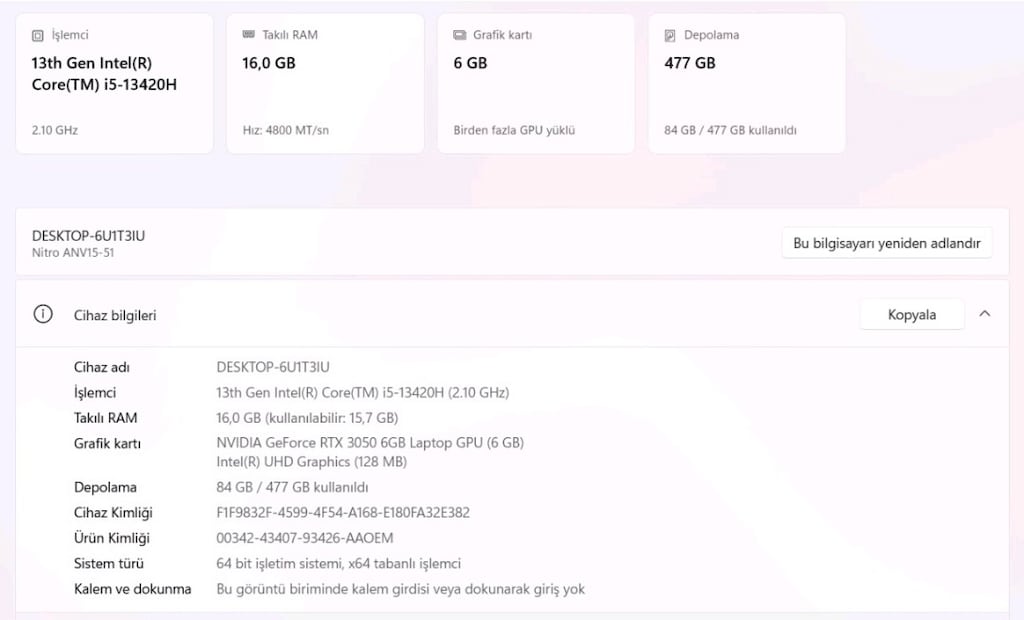 i5 13. Nesil Acer Nitro G@ming garantili oyun canavarı laptop - 10