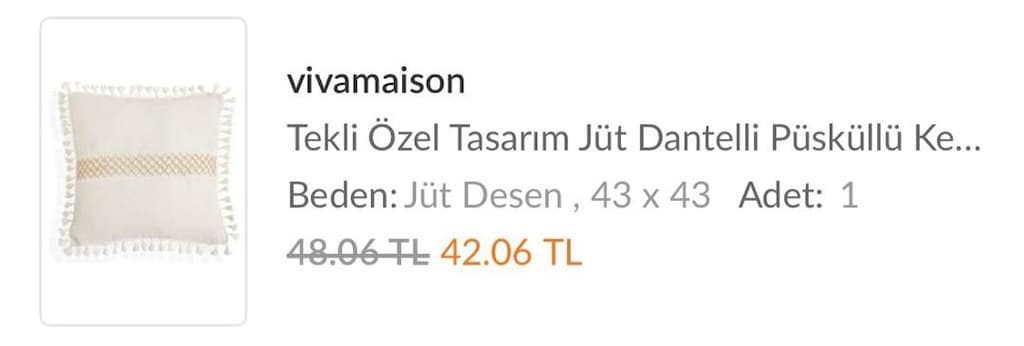 Jüt Dantelli Püsküllü Dekoratif Yastık