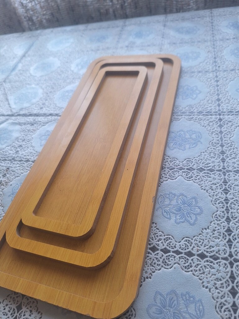 üçlü ahşap servis sunum tepsisi - 12