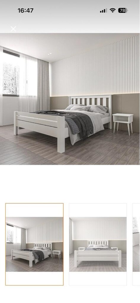 140x200 mdf beyaz çift kişilik karyola - 2