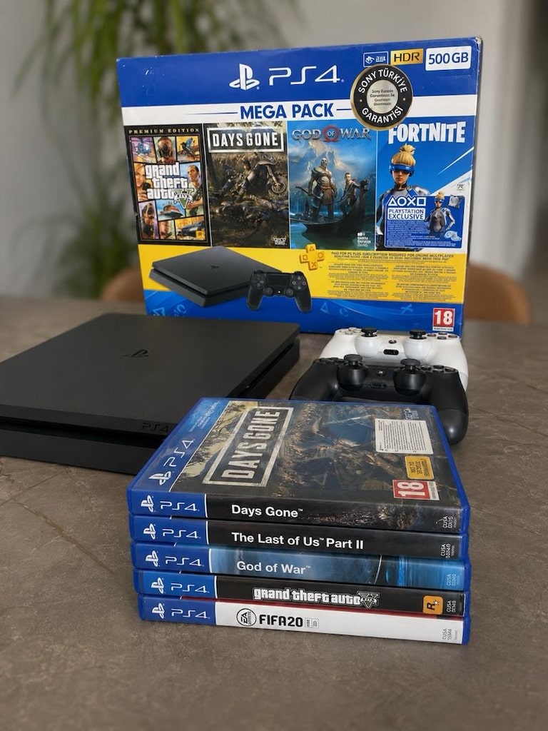 Temiz PS4 Slim 500 GB + 2 Kol + 5 Popüler Oyun (Kutulu) - 4