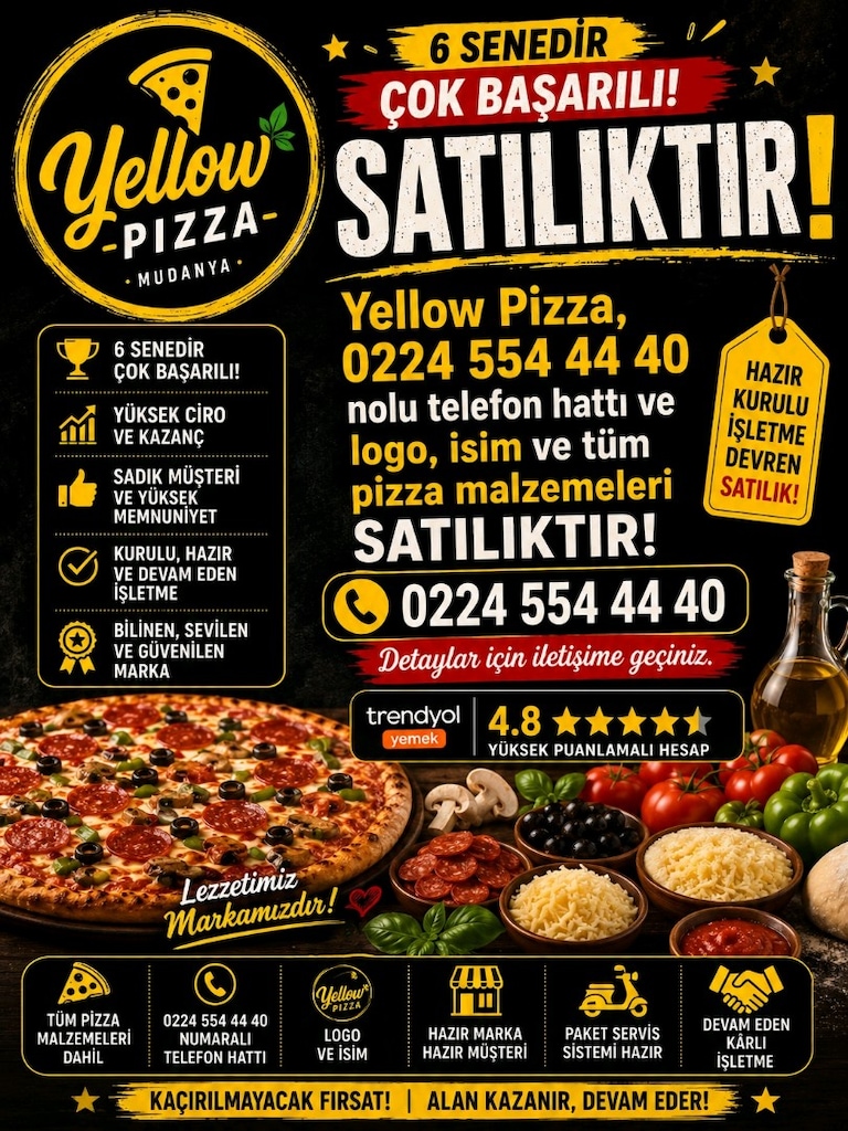 pizza yellow isim ve tüm eşyalar satılık