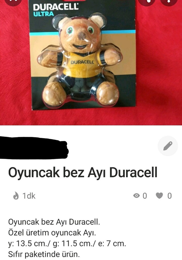 Oyuncak Ayı Duracell orijinal sıfır ürün / Bostanlı - İZMİR - 5