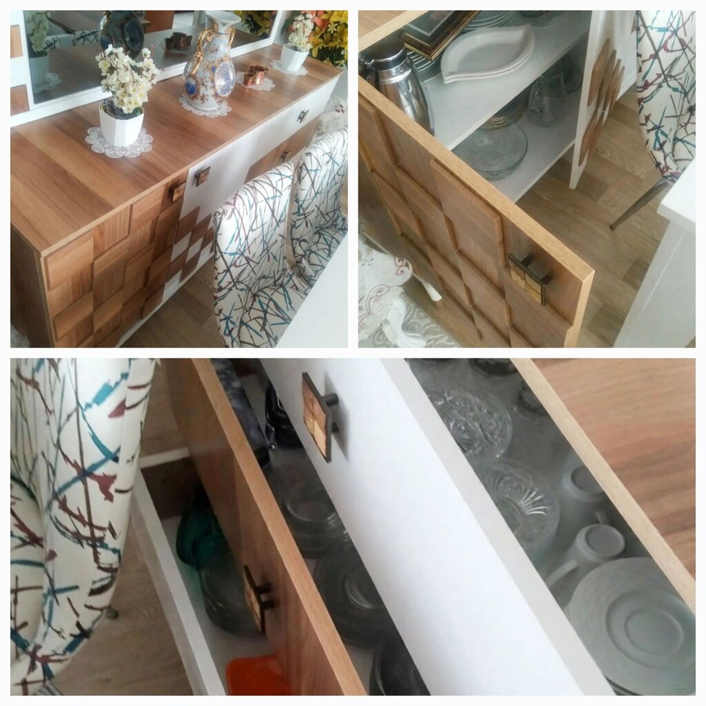 Ceviz Beyaz Gizli Bölmeli Açılır Kapanır Yemek Takımı 6 Sandalye - 5