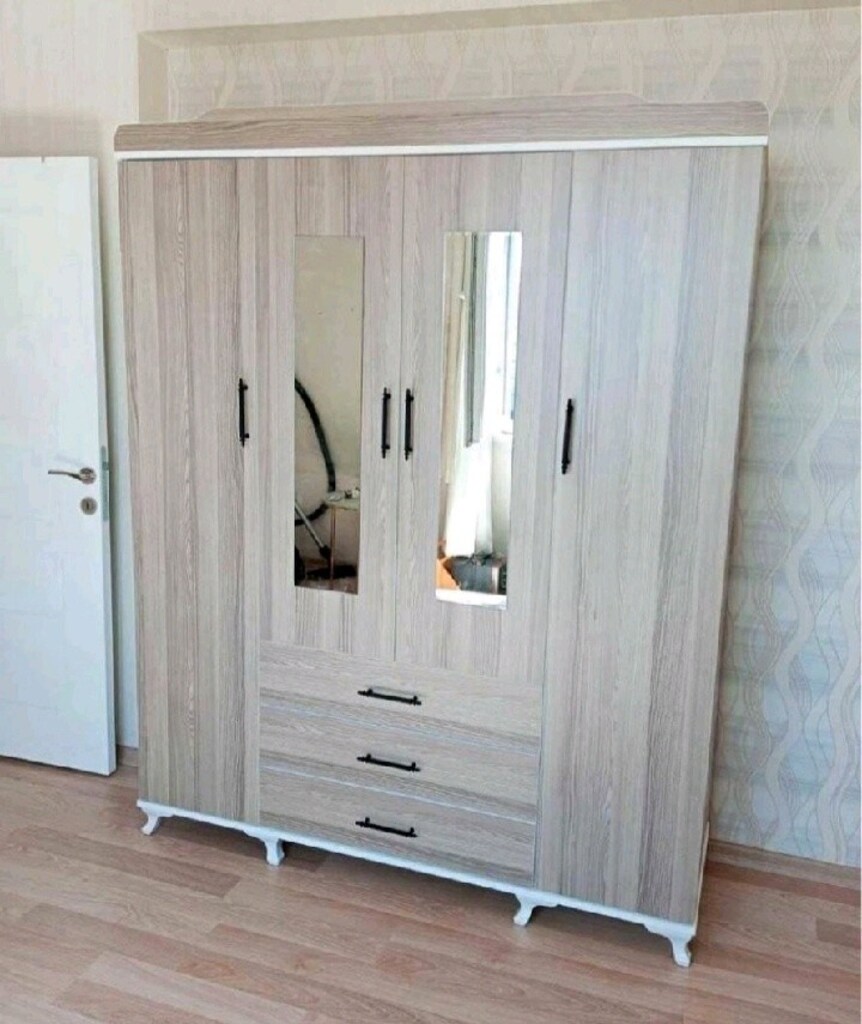 SIFIR Gardrop 13000₺ HEMEN TESLİM DÖRT KAPAKLI ÜÇ ÇEKMECE Giysi Dolabı - 7
