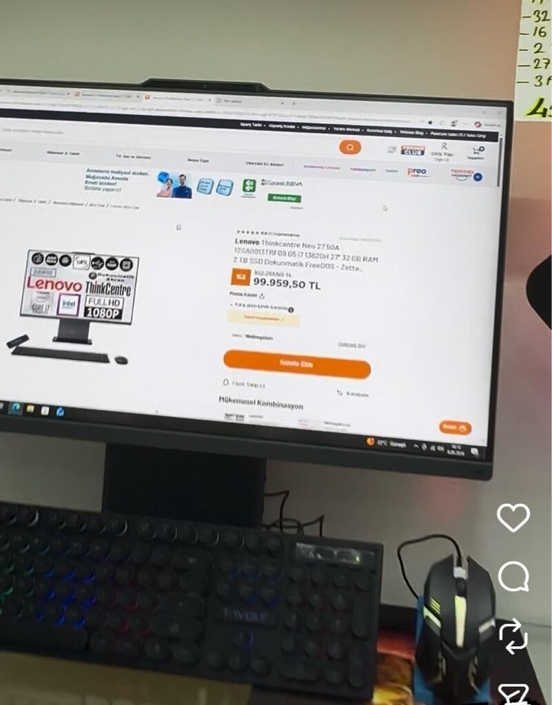 lenovo thinkcare 50a i7 13. nesil 32gbram-16gb e.kartı 2tbhdd-27”fhd - 5