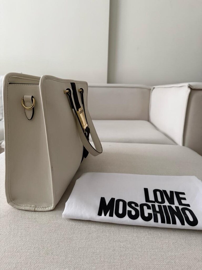 Love Moschino Beyaz/Ekru Lüks Tote Çanta - 3
