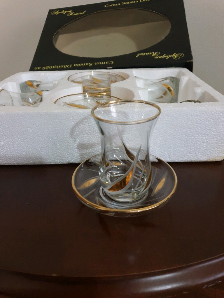 Sarı yaldızlı çay bardak seti - 3