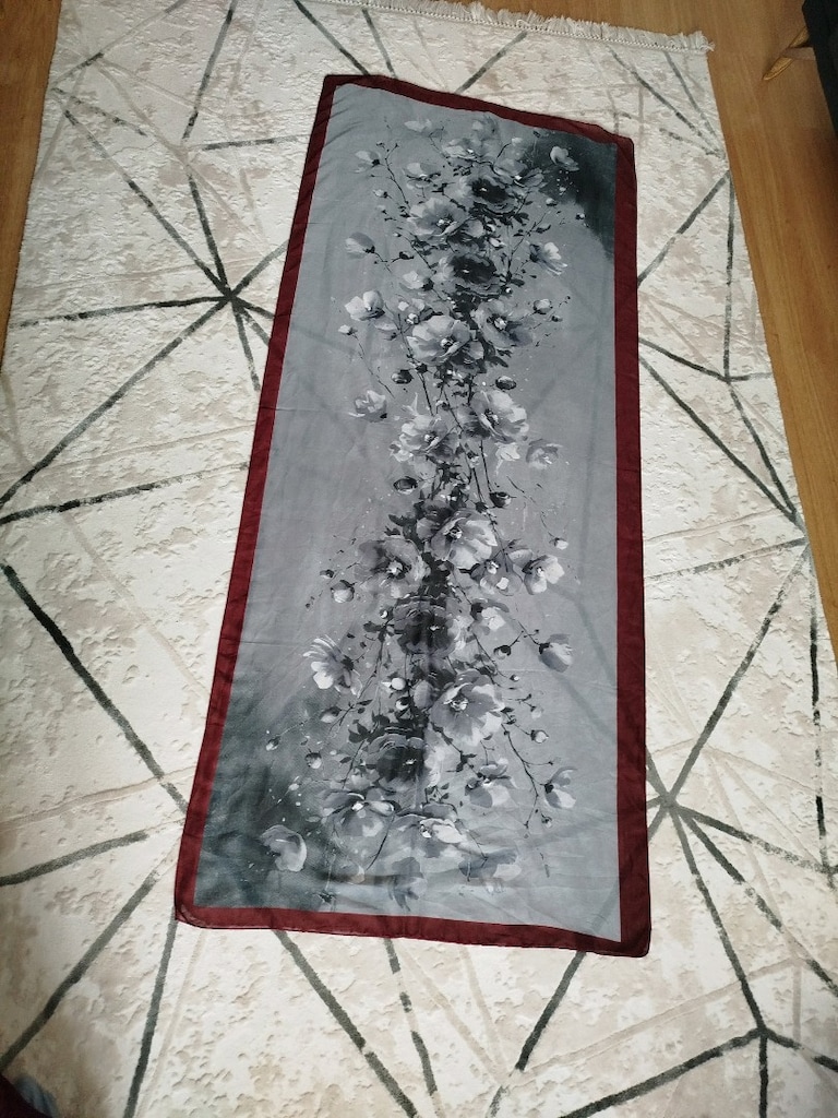 GRİ BORDO SOFT PAMUKLU ŞAL - 3